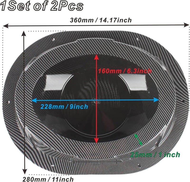 NARPES 2PCS Carbon Fiber Style 6x9'' inch Speaker Boxes for Car UTV ATV RV Boat Trunk Trailer Golf Cart Marine Universal Speaker Enclosures Pods Adapter Spacer Door Kick Panel Cab (Carbon Fiber Look) - Image 3